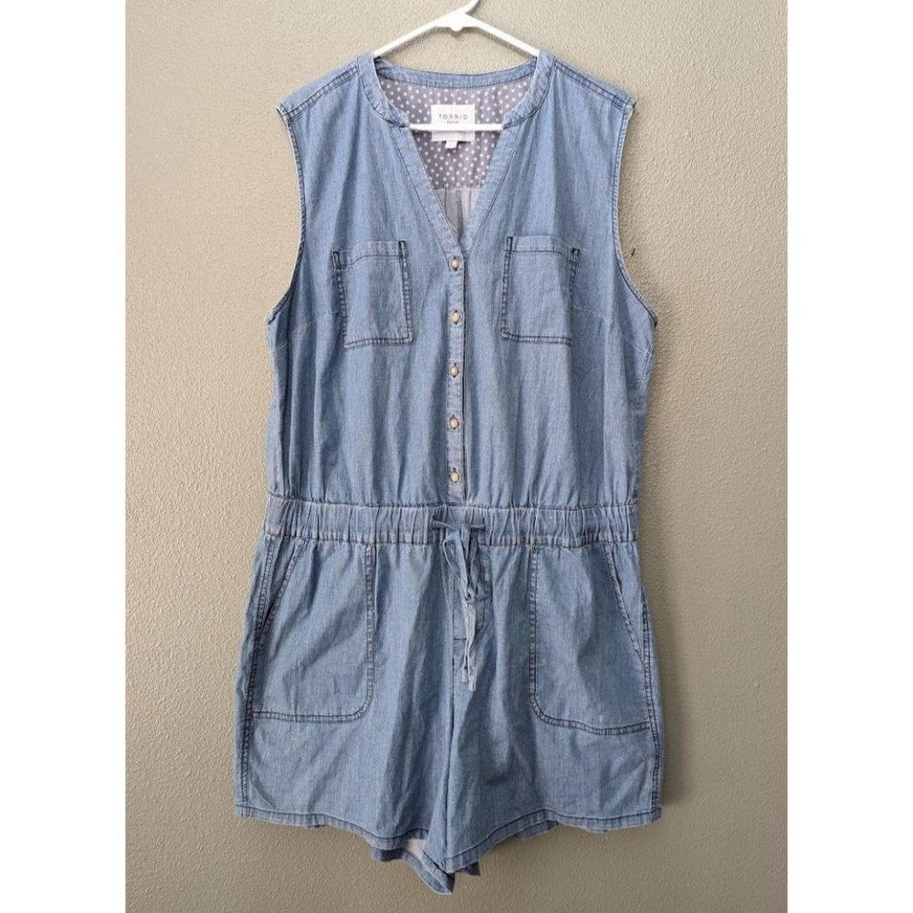 torrid Light Blue Chambray Sleeveless Romper